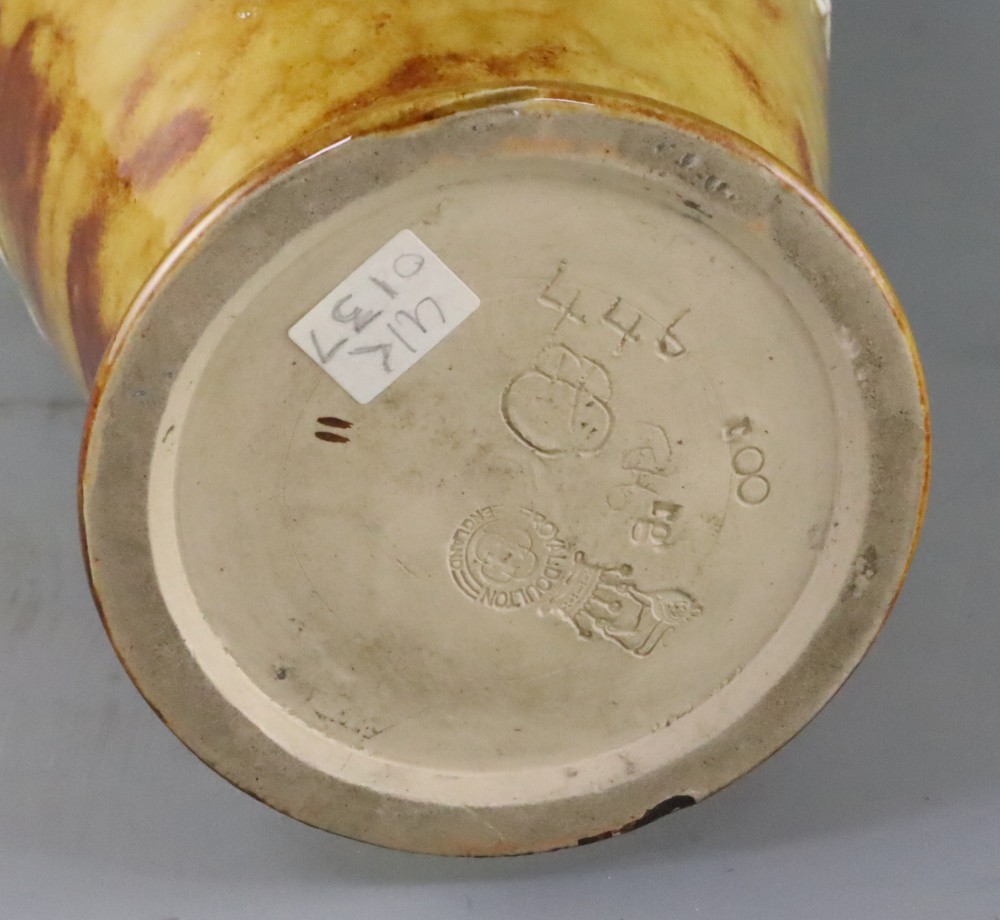 Hannah Barlow for Royal Doulton, a tall sheep sgraffito vase, c.1905, impressed mark and incised marks 446 HBB and assistants mar